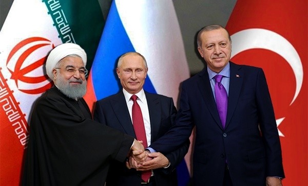 ▲ 이란 대통령 로하니(오른쪽), 푸틴 러시아 대통령, 레제프 타이이프 에르도안 터키 대통령