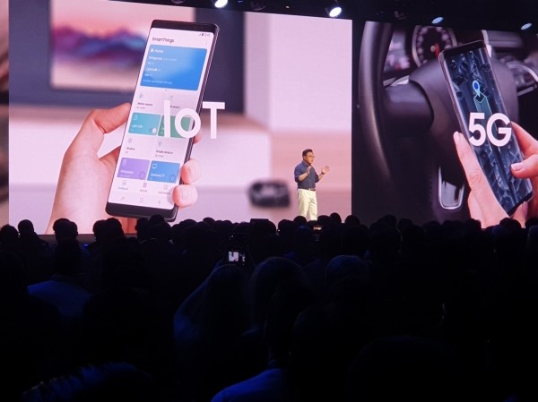 11월 7일(현지시간)부터 양일간 미국 샌프란시스코 모스콘센터에서 진행되는       '삼성 개발자 콘퍼런스 2018'에서 삼성전자 IM부문장 고동진 사장이       기조연설을 하고 있다.