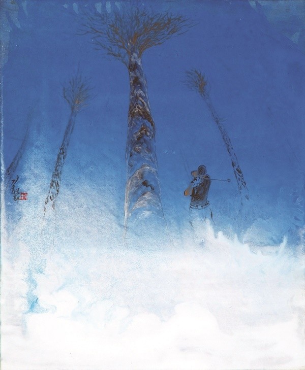 시공의 빛. 김영화 화백은 구상과 추상적 경계에서 경험할 수 있는 시각적 환영을 재해석 하고 있다.